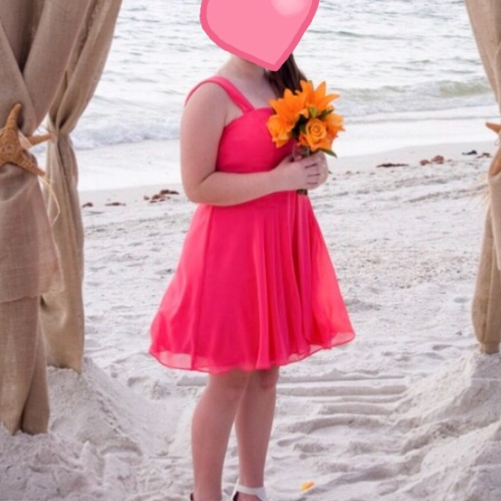 BRIGHT PINK JUNIOR BRIDESMAID DRESS